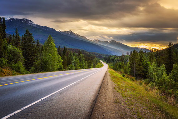 On the road through Banff national park. The road symbolizes the journey from addiction to recovery and the importance of choosing the right alcohol addiction treatment centre.